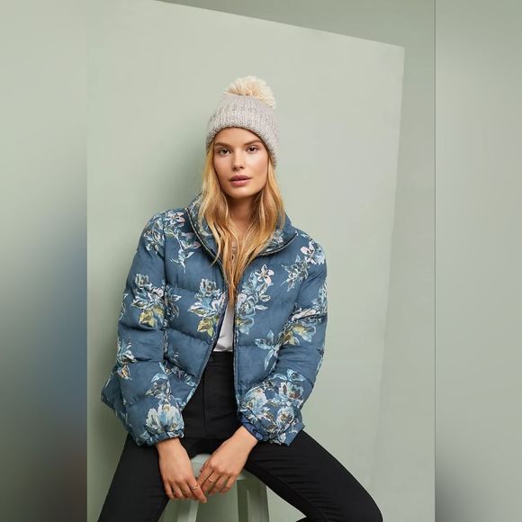 ANTHROPOLOGIE ett:twa Floral Puffer‎ Coat Size XS - Picture 3 of 11